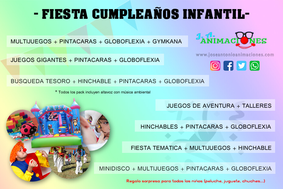 PACK FIESTA CUMPLEAÑOS INFANTIL